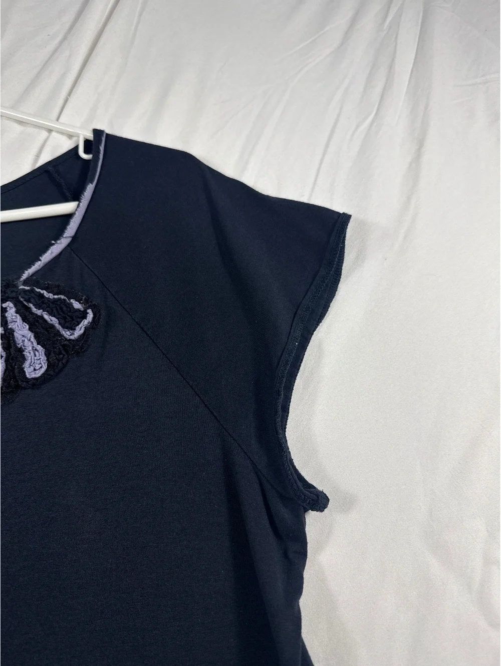 Banana Republic Black Short Sleeve Top with Decorative Neckline